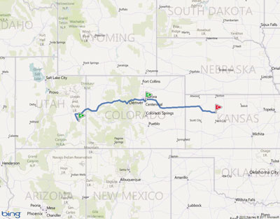 Moab, UT to Wakeeney, KS, 666 miles