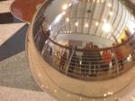 Our reflection in the pendulum at the Academy of Sciences.