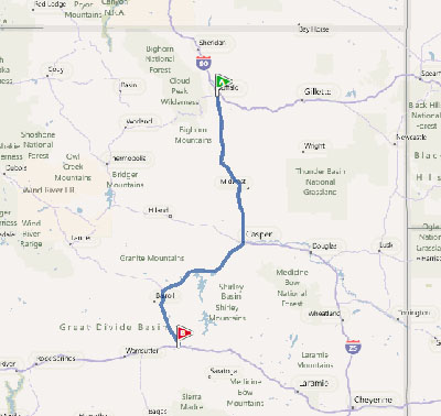 Buffalo, WY to Rawlins, WY, 228 miles