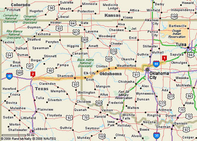 Chandler, OK to Amarillo, TX, 249 miles