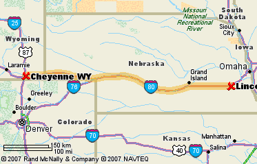 Cheyenne, WY to Lincoln, NE, 440 miles