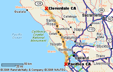 Cloverdale - Pacifica, 96 miles