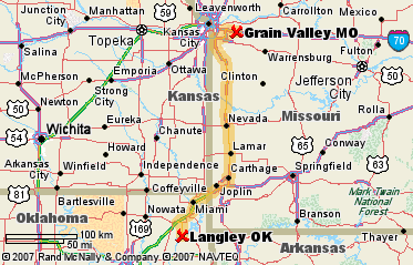 Grain Valley, MO to Langley, OK, 237 miles
