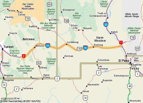 Las Cruces, NM to St. David, AZ, 234 miles