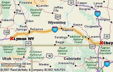 Lyman, WY to Cheyenne, WY, 323 mi