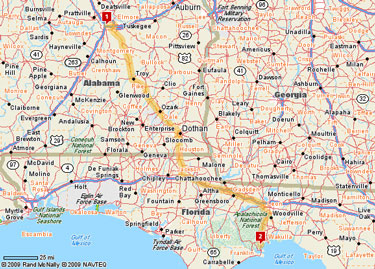 Montgomery, AL to Panacea, FL, 241 miles