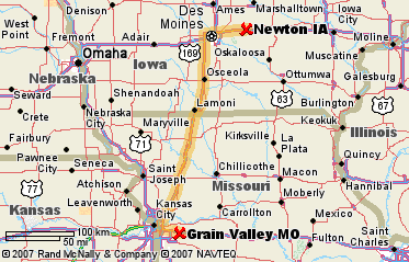 Newton, IA to Grain Valley, MO, 244 miles