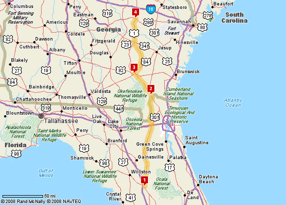 Ocala, FL to Vidalia, GA, 234 miles