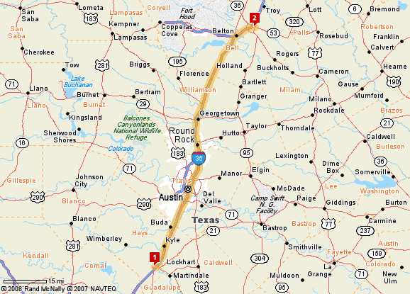San Marcos, TX to Temple, TX, 97 miles