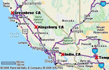 Tempe to Greenbrae, 793 miles