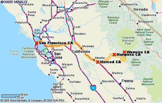 Wawona to San Francisco, 216 miles