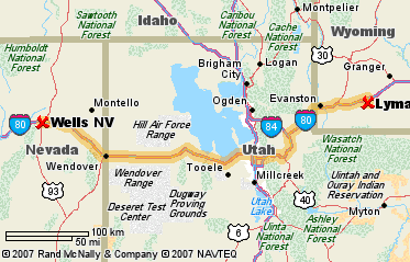 Wells, NV to Lyman, WY, 301 miles