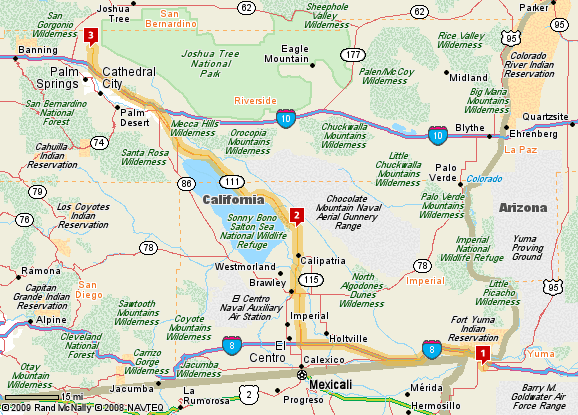 Yuma, AZ to Desert Hot Springs, CA, 176 miles