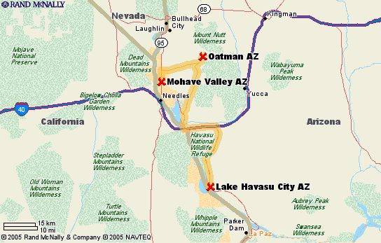 Lake Havasu City to Mohave Valley, AZ