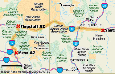 Mesa, AZ to Santa Rosa, NM, 596 miles
