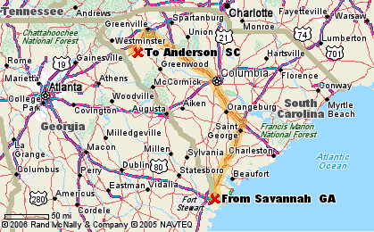 Savannah to Anderson