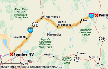 Fernley, NV to Wells, NV, 306 miles