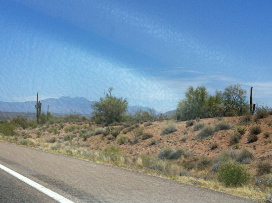 Four Peaks from the Miata Windshield