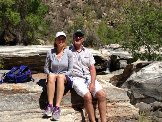 Bob and Penny, Hiking at Sabino Canyon near Tucscon