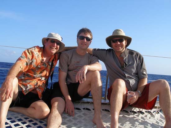 Mike, Pat, and Ben aboard the Rayatea