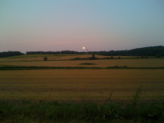 Moonrise over the Wisconsin countryside.