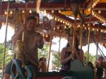 Pat and Savana on the Carousel at Ella&#39;s Deli